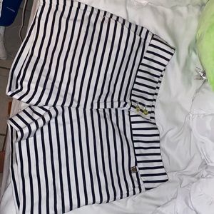 Black and white striped shorts